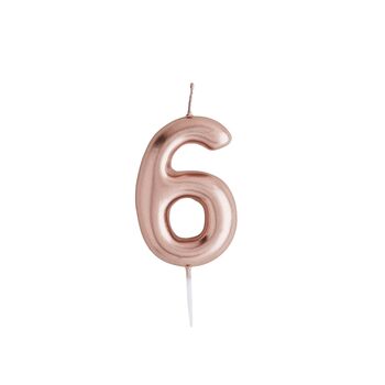 Rose Gold Number Six Candle, 2 of 2