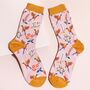 Personalised Miss Sparrow Bamboo Floral Pheasant Socks, thumbnail 2 of 3