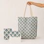 Hand Printed Block Print Summer Floral Cotton Tote Bag, thumbnail 1 of 5