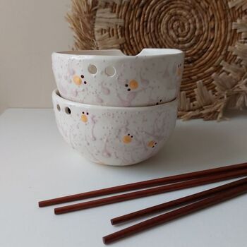 Pink Splashed Ramen Bowl With Chopsticks, 2 of 7