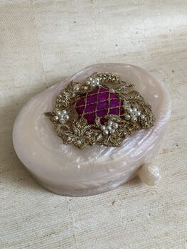 Ivory Hand Poured Pink Luxury Oval Resin Clutch, 3 of 10