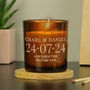 Personalised Amber Glass Candle – Wedding Or Anniversary Keepsake, thumbnail 1 of 7