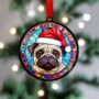 Pug In Santa Hat Suncatcher Decoration, thumbnail 2 of 6