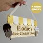 Personalised Wooden Ice Cream Shop Sign: Kids Pretend Play Cafe Accessory, thumbnail 1 of 7