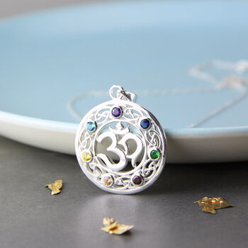 Sterling Silver Om And Chakra Necklace, 3 of 8