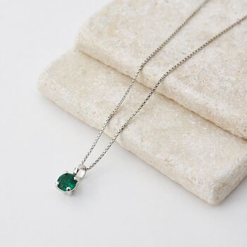 Emerald Green Swarovski Crystal Single Stone Pendant Necklace, 8 of 8