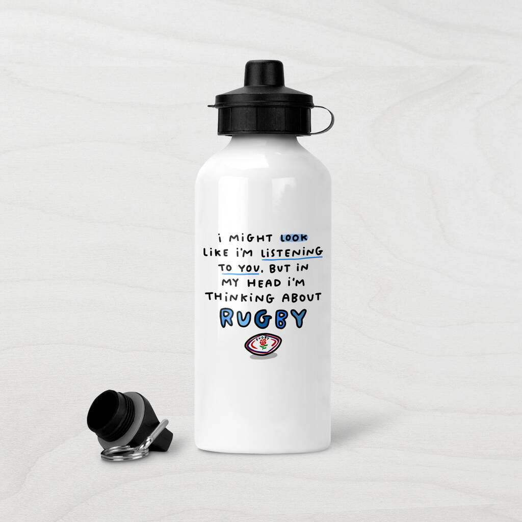 'Thinking About Rugby' Water Bottle By Dandy Sloth