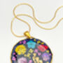 Vintage Pendant Necklace With Real Flowers In Black Lacquer, thumbnail 4 of 12