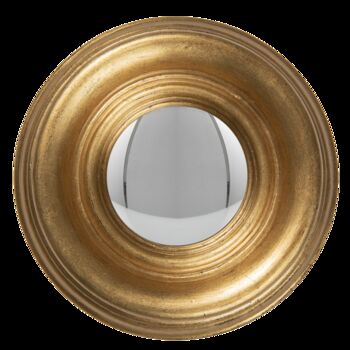 19cm Gold Convex Wall Mirror Porthole Fisheye Design, 6 of 8