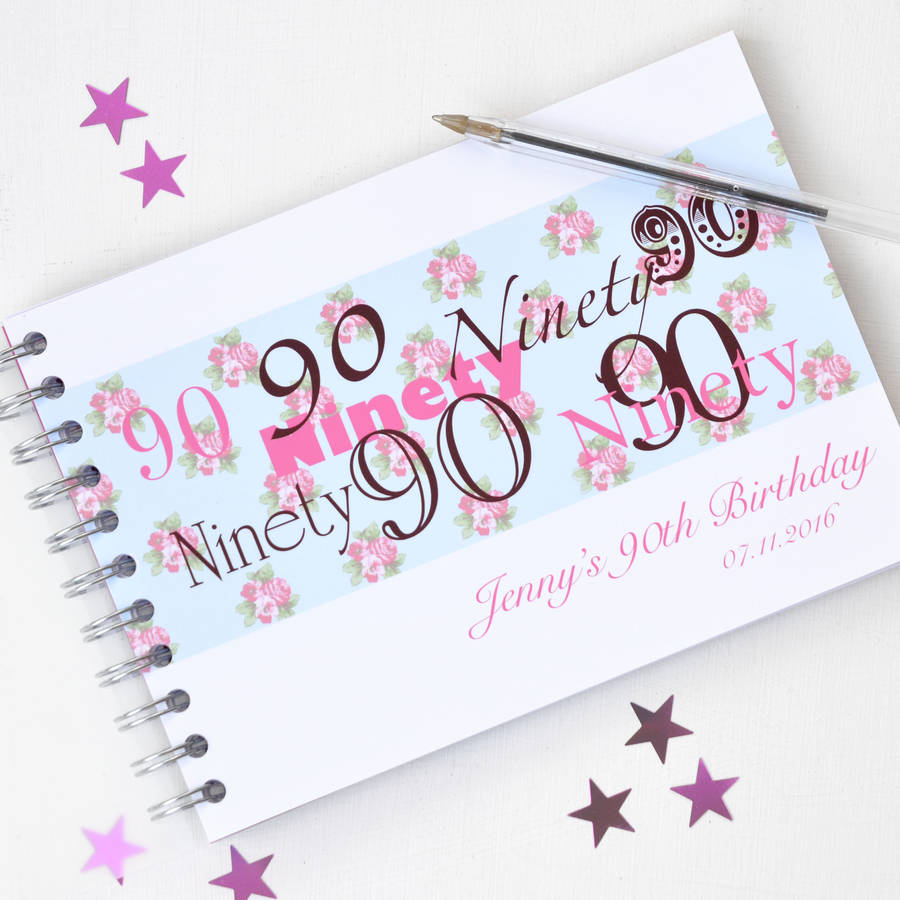 personalised 90th birthday guest book by amanda hancocks