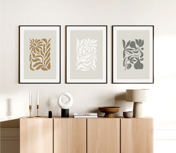 Set Of Three Modern Abstract Floral Art Prints For Home, 4 of 6