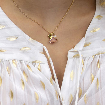Fan Shaped Gemstone Charm Necklace, 3 of 6