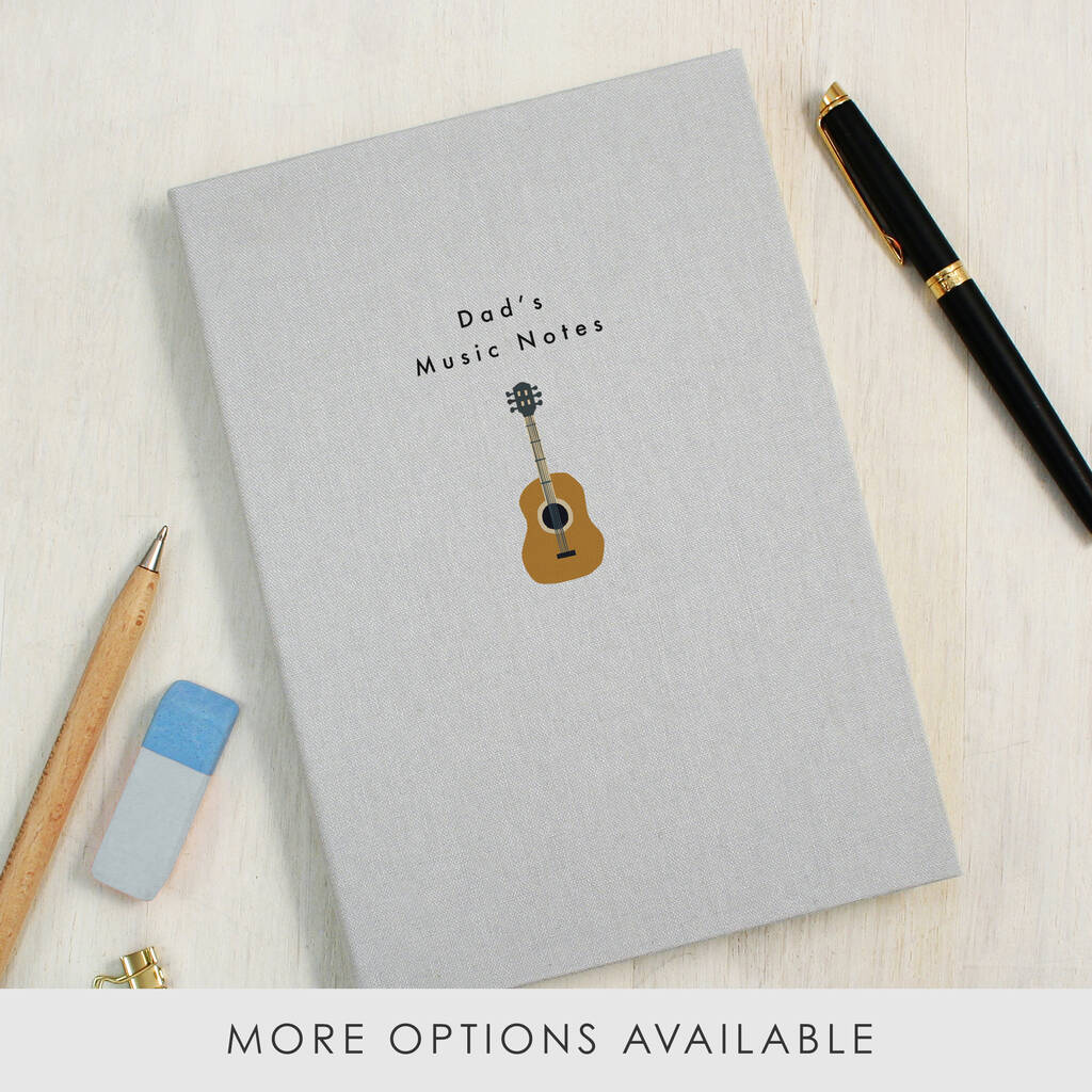 Personalised Guitar A5 Cloth Bound Notebook, 1 of 7