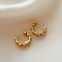 18k Gold Plated Waved Huggie Hoops, thumbnail 4 of 5