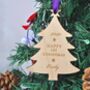 Personalised Wooden Baby's First Christmas Tree Bauble, thumbnail 1 of 3