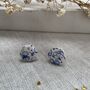 Blue Floral Ceramic Hexagon Earrings Vintage Blue, thumbnail 6 of 11