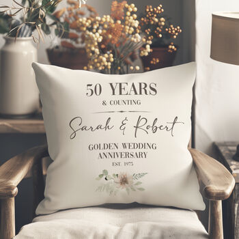 Golden Wedding Anniversary Cushion, 4 of 9