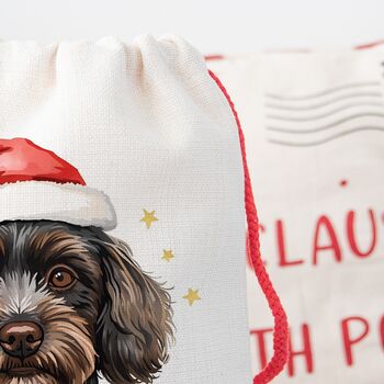 Personalised Brown Cockapoo Santa Sack, 2 of 2