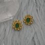 Pearl, Emerald Stud Earrings, thumbnail 5 of 6