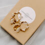 Gold And Ivory Mother Of Pearl Beaded Hoop Bridal Earrings, thumbnail 1 of 3