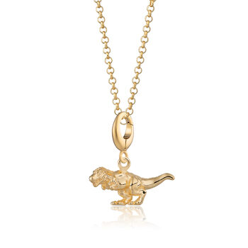 18ct Gold T Rex Dinosaur Charm Necklace, 2 of 6