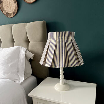 Handmade Pleated Lampshade With Blue Ticking Fabric, 2 of 4
