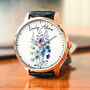 Personalised Wrist Watch With Floral Larkspur Design, thumbnail 1 of 3