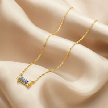Baguette Birthstone Necklace In 18 Carat Gold Vermeil, 9 of 12