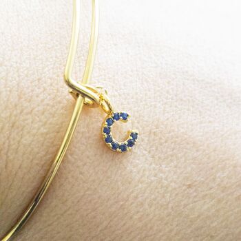 Gold Plated Or Silver Plated Birthstone Initial Bangle, 5 of 8