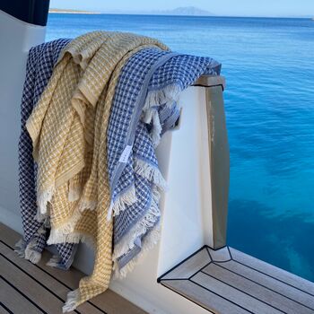 Adriatic Waffle Towel Aegean Blue, 8 of 11