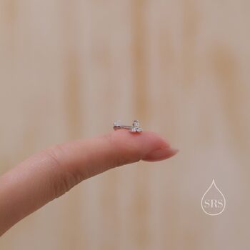 Internally Threaded Cz Trio Flat Back Earrings In Sterling Silver, 3 of 7