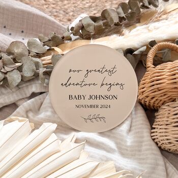 Greatest Adventure Personalised Baby Announcement Sign, 6 of 6