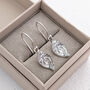 Silver Fingerprint Leaf Drop Earrings, thumbnail 3 of 6