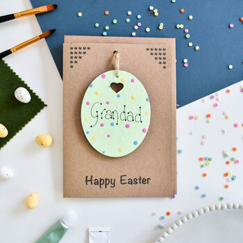 Personalised Easter Egg Green Wooden Keepsake Card, 2 of 3
