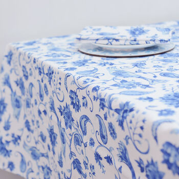 Eight Seater Tablecloth, Blue And White, 9 of 12