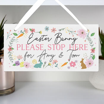 Personalised Spring Easter Bunny Wooden Sign, 4 of 5