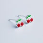 Sterling Silver Cherry Stud Earrings, thumbnail 3 of 5