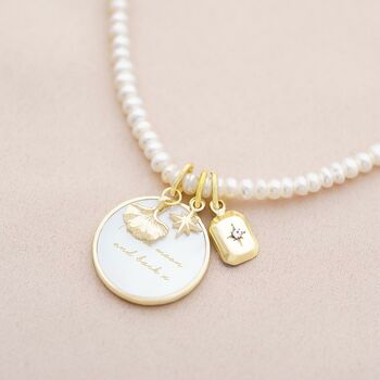 Sterling Silver Charm Personalised Pearl Necklace, 2 of 7