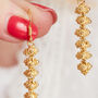 Gold Plated Filigree Boho Dangly Drop Earrings, thumbnail 1 of 7