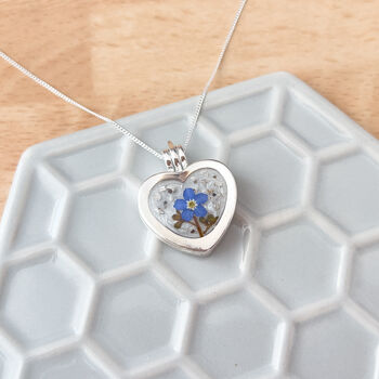 Cremation Forget Me Not Heart Locket Necklace, 3 of 4