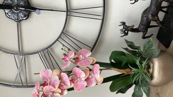 Large Pink Phalenopsis Orchid In Gold Bowl, 2 of 7