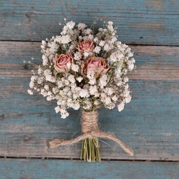 Wedding Dried Flower Buttonhole Boho Blush Rose, 2 of 2