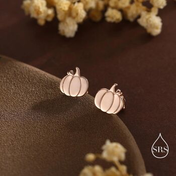 Sterling Silver Tiny Pumpkin Stud Earrings, 5 of 12