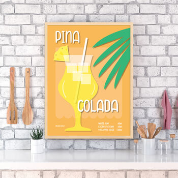 Pina Colada Cocktail Print Four Colour Options, 8 of 8