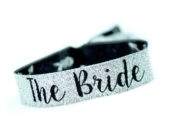 Team Bride Silver And Black Hen Party Wristbands, 3 of 9