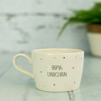 99% Unicorn Handmade Earthenware Cup, 2 of 3