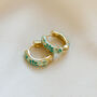 Floral Enamel Chunky Hoop Earrings Mint, thumbnail 1 of 3