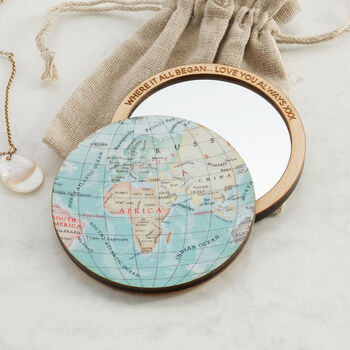 World Map Compact Pocket Mirror For Her, 5 of 5