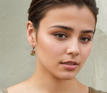 Speckled Green Acorn Earrings, 2 of 8