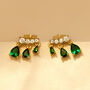 Small Charm Stud Earrings With Emerald Green Stones, thumbnail 3 of 4